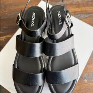Soda Black Strappy Women's Sandals